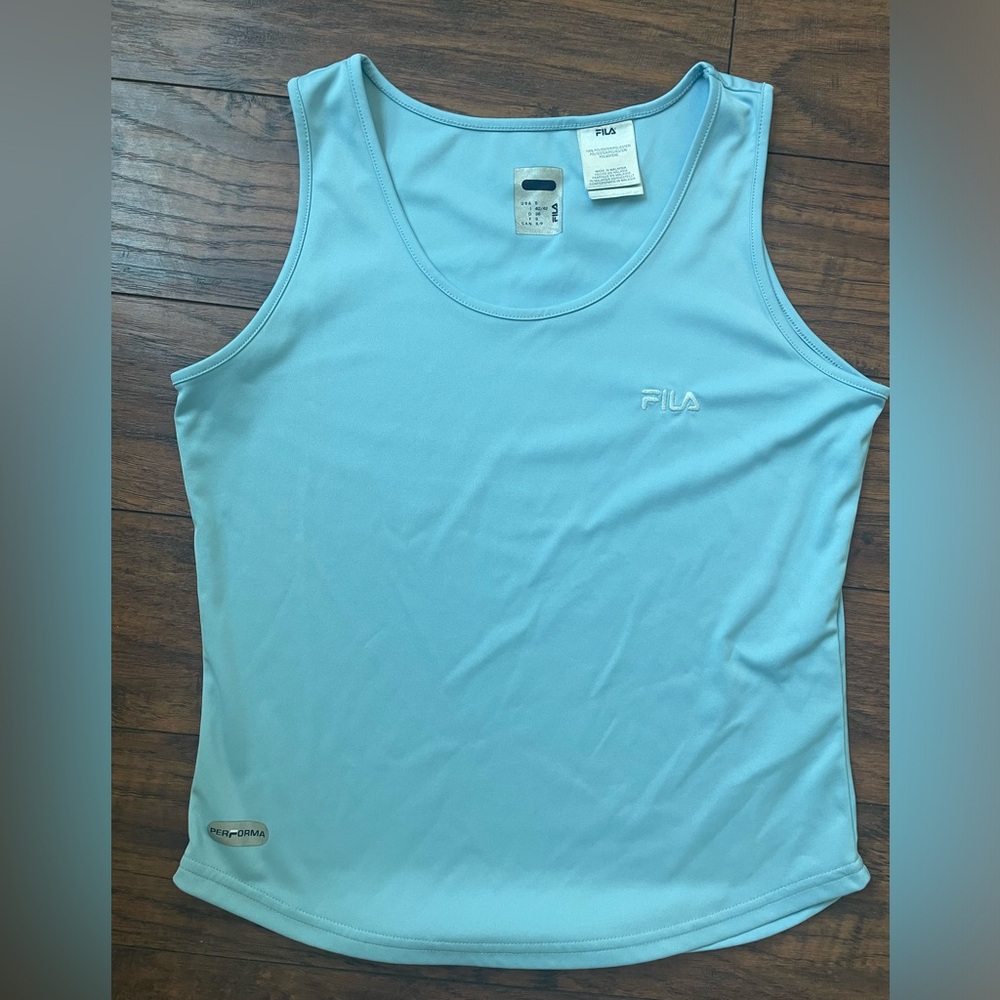 Baby blue Fila workout tank top